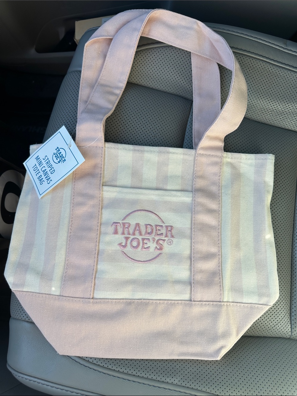 Pink 🩷 Striped Mini Trader Joe’s Tote Bag
